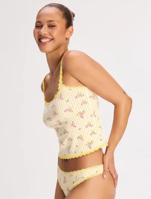 Savage X Fenty Cotton Essentials Sleep Lace-Trim Cami & Cheeky Panty Set thumbnail 2