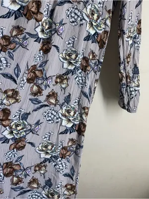 Natural Life Amelia Rose Crinkle Floral Midi Dress Size M Grey Brown thumbnail 8