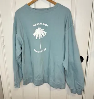 Beach Riot Beach Club Surf Spray Blue Oversized Crewneck Sweatshirt thumbnail 2