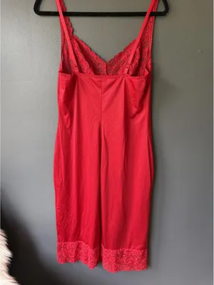 Red Lace Trim Slip Dress thumbnail 2