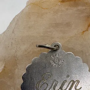 Vintage Beau Sterling Silver Girl Silhouette Charm Pendant Engraved Erin 1981 thumbnail 4