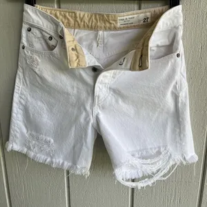 Rag & Bone Maya Ultra High Rise 5” Midi Short Organic Cotton in Summer‎ White 27 thumbnail 4