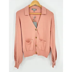 NWT Marled Reunited Clothing Cardigan‎ Sweater Dusty Rose Button Down Large thumbnail 3