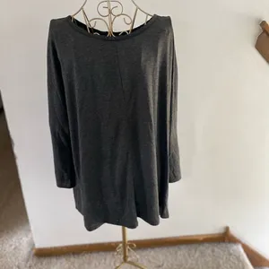 Zara W&B Collection Long Sleeve Dolman Top Faux Leather Trim Size L Gray thumbnail 10