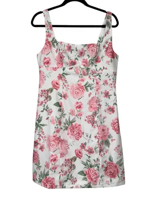 CoMMENSE Square Neck Rose Print Slip Mini Dress Size Large thumbnail 6