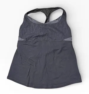 Lululemon Racerback Tank Top with Built-in Shelf Bra Black Patterned Trim Small? thumbnail 1