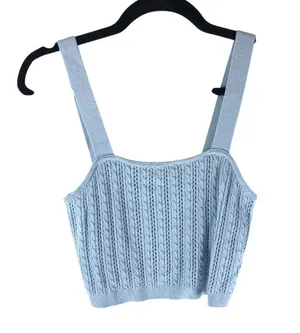 Crochet Cropped Cami Top Knit Light Blue S? thumbnail 1