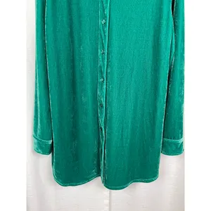 Soft Surroundings Green Velvet Button Up Blouse Sz.L thumbnail 9