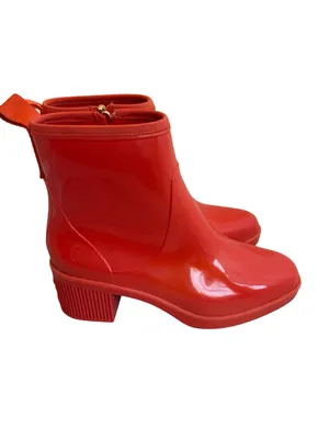 Kate Spade Bold Orange Rain Boots Casual Bright Orange Patent Rubber Size 9 thumbnail 5
