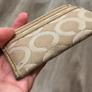 Coach Gold Logo Card Holder Wallet thumbnail 6