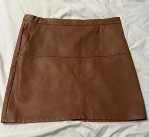 Shinestar Brown Faux Leather Mini Skirt thumbnail 1
