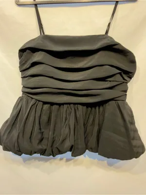 A New Day Women's Black Ruched Peplum Cami Top size Medium NWT thumbnail 5