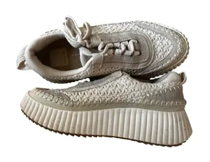 Dolce Vita Dolen Woven Crochet Platform Sneakers Cream Ivory Suede 6 thumbnail 1