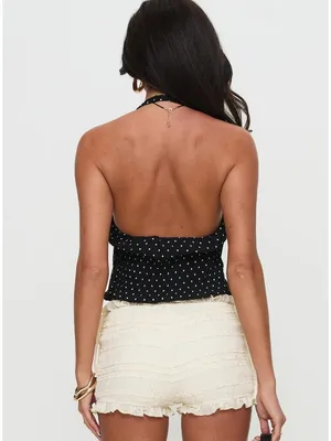 LIONESS Brat Halter Top in Onyx Polka XSmall New Womens Sleeveless Tank thumbnail 10
