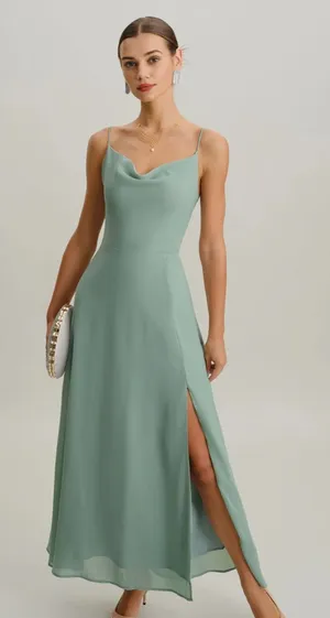 Rihoas Elegant Green Sleeveless Dress thumbnail 1