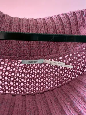 Kimchi‎ Blue Mauve Open Knit Mesh Boat Neck Sweater Size S thumbnail 2