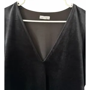 Good American Plunge Neck‎ Velvet Long Sleeve Bodysuit Black Women's Size 4 thumbnail 3