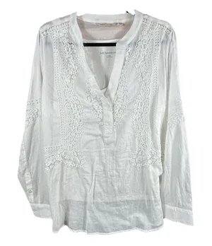 Soft Surroundings Embroidered Top & Tank Large Crochet White Summer Romantic‎ thumbnail 1