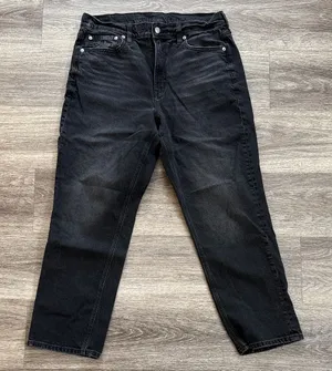 American Eagle Women's Black Straight Leg Jeans Super High rise Ankle Denim 12 thumbnail 1