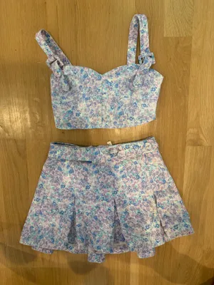 For love & lemons Lou Crop Top and Marlo Mini Skirt Set thumbnail 2
