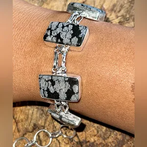 Snowflake Obsidian Bracelet 6 1/2” thumbnail 4