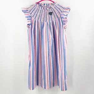 Crown & Ivy Dress Women’s Size Small Flutter Sleeve Smocked Stripe Patriotic NWT thumbnail 4