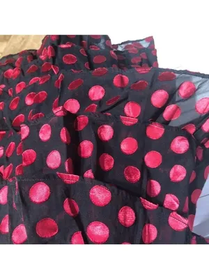 Lovers and Friends Mini Dress ruffle Red Polka Dot Parisian cocktail whimsical M thumbnail 8