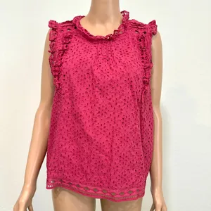 Anthropologie Maeve 14 Tilly eyelet cotton embroidered ruffle lined top TB 3560 thumbnail 6