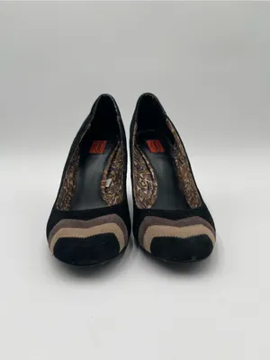 Missoni x Target Black & Brown Barkwood Zig Zag Suede Heeled Pumps Shoes Sz 8 thumbnail 5