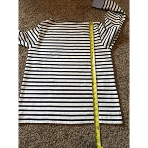J. Crew Boatneck Black & White Striped Cuffed Long Sleeve T-shirt size S thumbnail 5