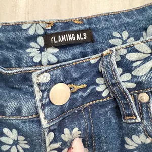 Flamingals Blue Daisy Floral Barrel Jeans Large High Rise Retro thumbnail 2