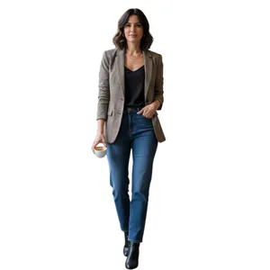 Zara Woman Plaid Comfort Knit Blazer Jacket Size XL (44) Brown Black thumbnail 8