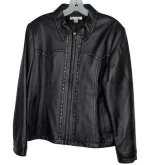 Pendleton Black Leather Jacket‎ with Studs thumbnail 1