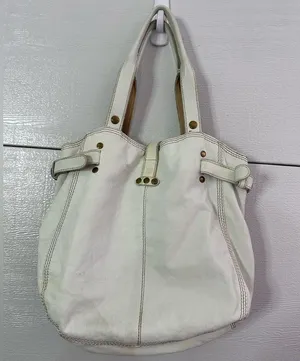 Y2K Lucky Brand White Paisley Print Leather Tote Bag Purse thumbnail 4