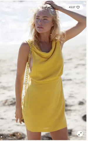 Free People Women’s A Little Extra Mini Dress Sz S Yellow Open Back S NWT $68 thumbnail 1