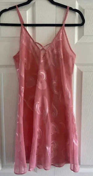 Morgan Taylor Intimates Small Pink Heart Night‎ Semi Sheer Slip Dress Lingerie thumbnail 1