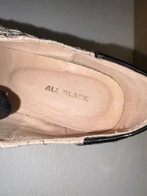 All Black Black & Cream Textured Mary Jane Heels w/FishBow ribbon laces Sz 7.5 thumbnail 7