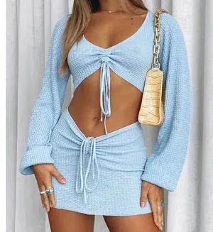 White Fox Blue Always Daydreaming Long Sleeve Crop Size Large thumbnail 1