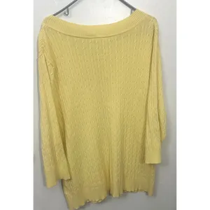 VTG Faded Glory Cotton Blend Cable Knit Sweater Buttery Yellow Plus 3X 22W/24W thumbnail 2