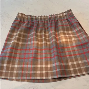 J. Crew Wool Mini Skirt in Orange, Tan, and Gray Plaid thumbnail 4