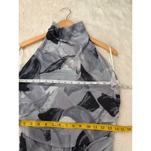 Lulus Idyllic in Ibiza Grey Abstract Print Mock Neck Halter Midi Dress Size XL thumbnail 7