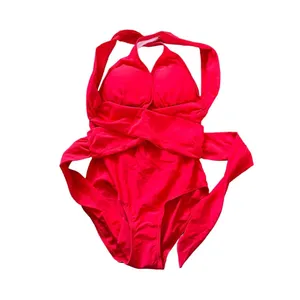 NWOT Red Strappy Criss Cross One Piece Swimsuit Women’s Size Small thumbnail 5