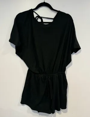 Black‎ ribbed oversized romper thumbnail 1