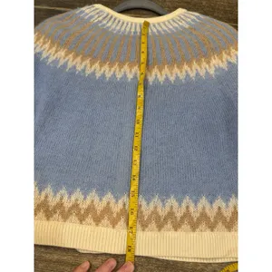 J.Crew Fair Isle Cardigan in Frosted Tundra Snow Brushed Yarn Sweater Medium thumbnail 10
