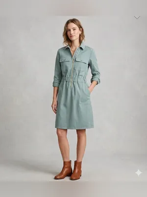 J Crew Long-sleeve zip-front chino dress size 10 thumbnail 5