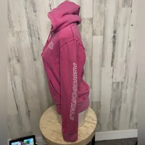Aeropostale Hot Pink A87 Logo Graphic Hoodie Sweatshirt Womens Small Sleeve Prin thumbnail 2