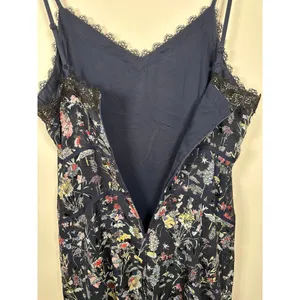 FOXIEDOX Carolina Floral‎ Midi Lace Trim Dress Blue Whimsy Asymmetrical Hem Sz 8 thumbnail 7