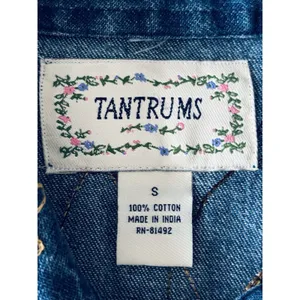 Vintage‎ Tantrums Embroidered Floral Denim Shirt Jacket Button Front Fall Leaves thumbnail 4