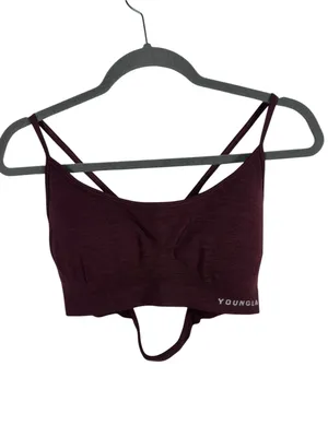 YoungLA Core Seamless Scoop Neck Sports‎ Bra XL Burgundy Silk NWT W329 thumbnail 2