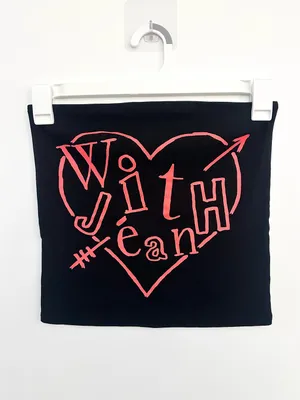 With Jean Heart You Boobtube Top Black Medium thumbnail 3